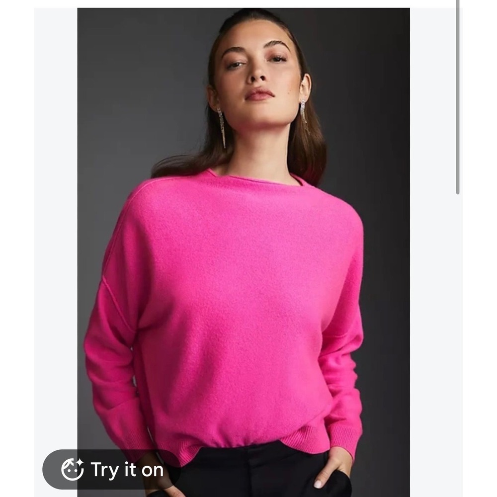 Pilcro 100% cashmere Alani Sweater sz XL Pink Oversized Mock Neck Slouchy Luxury